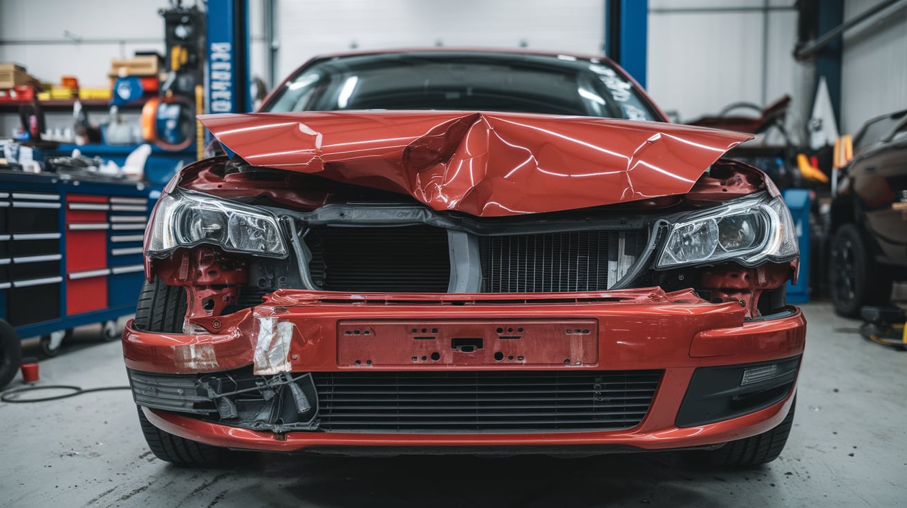 Car in the workshop for collision repair