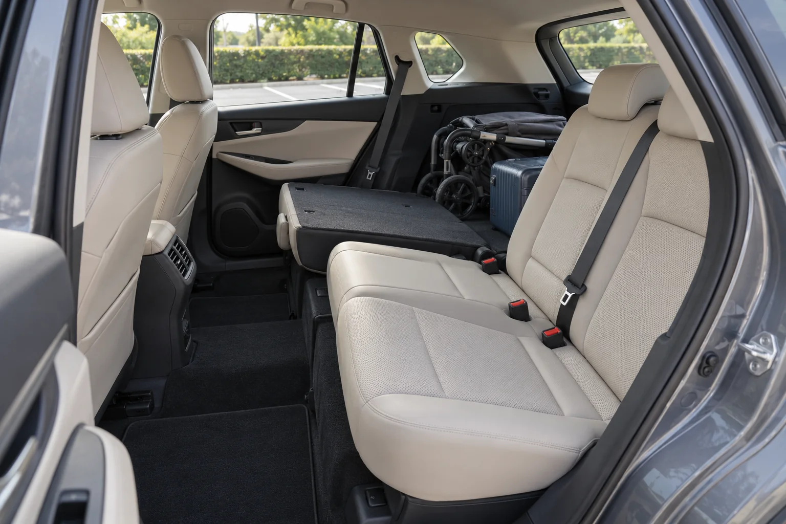 Rear seats and luggage space inside a family crossover