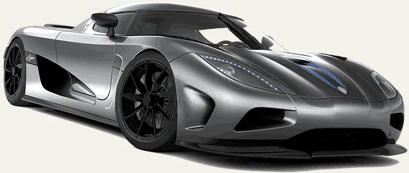 Silver Koenigsegg Agera with a rear wing