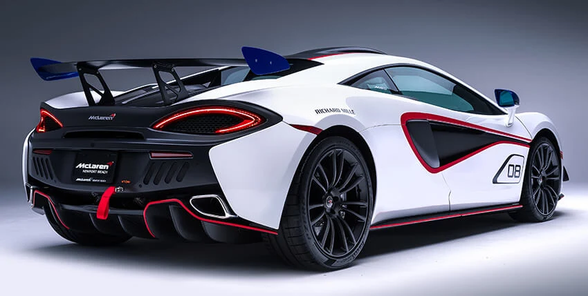 White McLaren viewed from the rear quarter