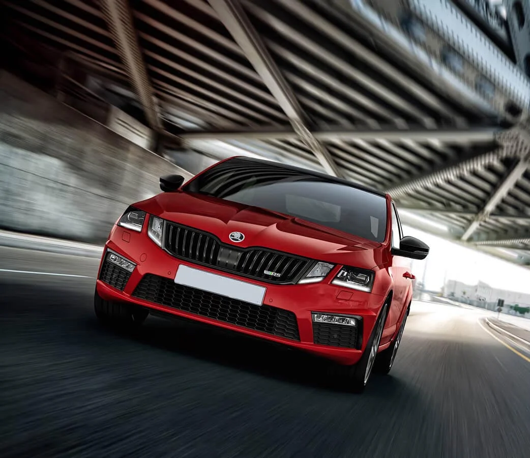 Red Skoda Octavia RS on the road